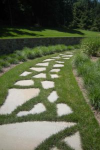 A broken bluestone path